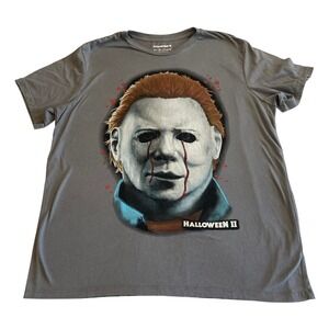 Halloween II T-Shirt Mens 2XL Graphic Michael Myers Gray Horror Movie